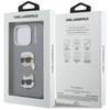 Karl Lagerfeld FW Grained Karl & Choupette Heads Pins Case for iPhone 16 Pro Gray