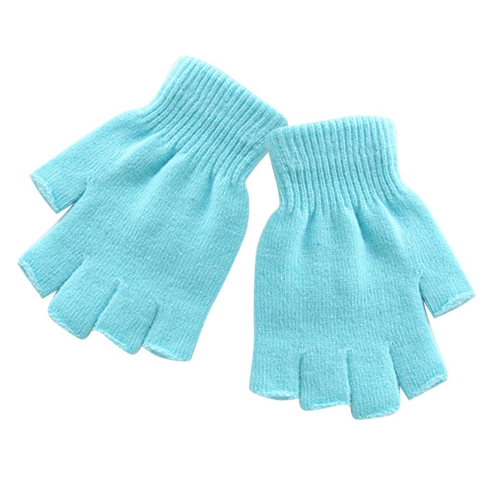 Unisex Black Half Finger Fingerless Gloves for Women and Men Wool Knit Wrist Cotton Gloves Solid Color Winter Warm Work Gloves