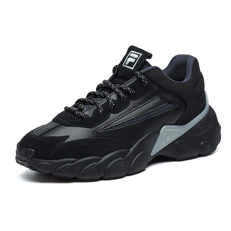 Fila Fashion Sneakers Fabric Layered Cowhide Casual Sports Low-Top Lifestyle Shoes Men Sneakers Black F12M144120FBI
