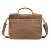 Vintage Leather & Canvas Briefcase for Men, Business Office Portfolio Bag, Document Tote Attache Case