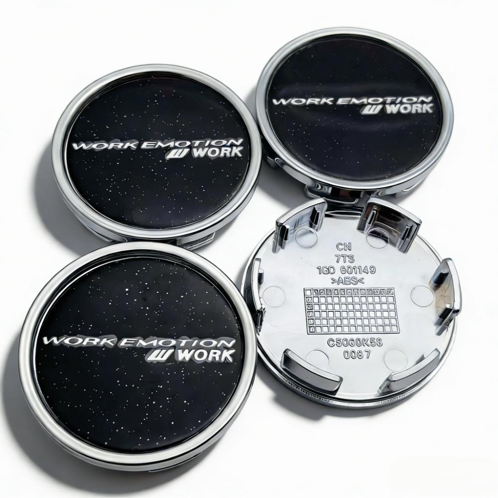 4pcs JDM W WORK Emotion Logo Emblem Car Wheel Center Caps 58MM Clips 53MM Wheels Hub Cap Rim Hubcaps Dust Cover Car Accessories