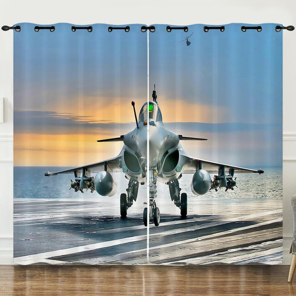 

3D Vehicle Aircraft Fighter Digital Printing Curtain Blackout Punching 97cm*114cm*2