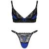 Mens Adjustable Floral Lace Bra Top with Matching Thong Briefs Sissy Lingerie Set