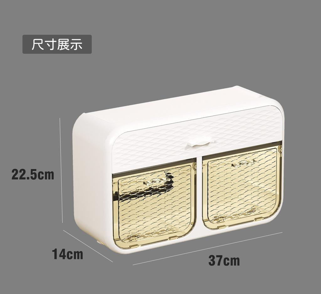 Super large capacity tissue holder with double door toilet paper storage rack wall mounted perforated paper drawer box