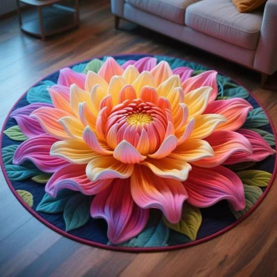Floor Mat 3D Flower Design Quick-Drying Water Absorbent Bathroom Rug Non-Slip Stable Grip Bath Mat Home Bedroom Decor