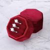 Octagonal Velvet Rings Box for Three Rings Soft Flannel Engagement Display Case Flannel Jewelry Organizer for Rings