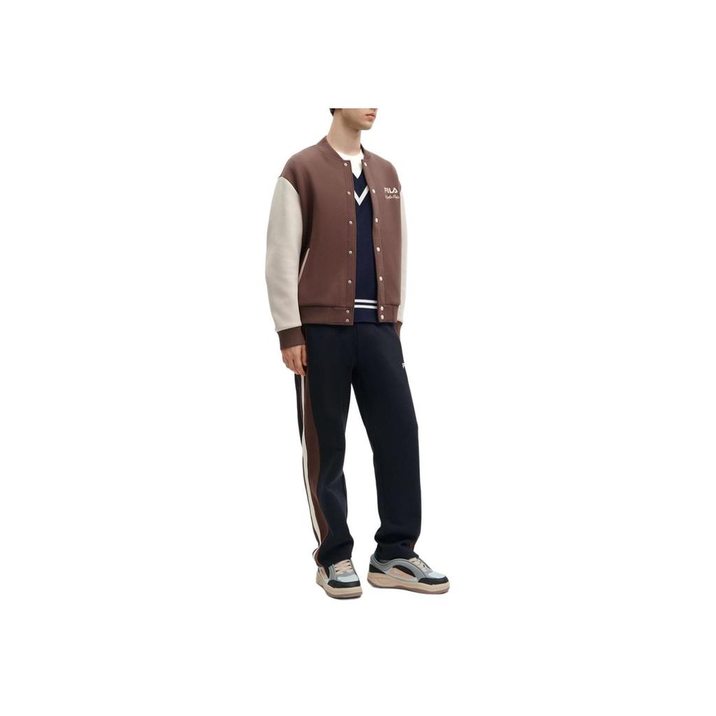 Fila Color Block Casual Knit Baseball Jacket Men Jackets Brown F11M419501F-BN