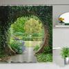 Tenda da Doccia da Giardino Esterna Muro a Fiori Arco Architettura Piante Fiori Paesaggio Poliestere Tende Sospese Decorazioni Bagno