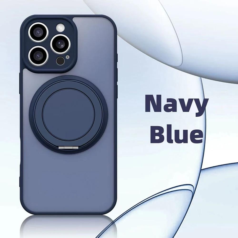 360° Rotating Bracket Matte Clear Magnetic Case for IPhone 17 16 15 13 14 Plus 12 11 Pro Max 17Air MagSafe Wireless Charge Cover