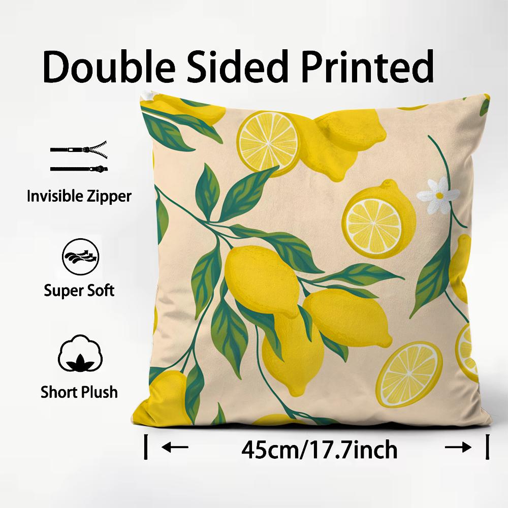 Lemon Fashion Cushion Cover Plush Fabric Soft DoubleSided Printed Sofa Warm Winter Home Child Gift Pillow Case