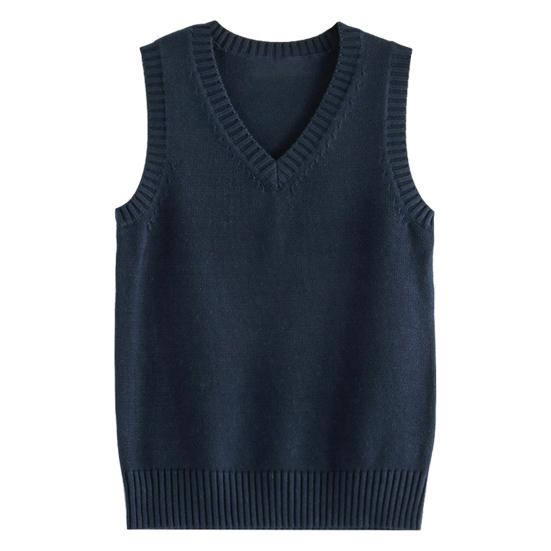 Damen Strickweste V-Ausschnitt Ärmellos Rippenbesatz Einfarbig Weste Tops Herbst Winter Lockere Passform Strickmode