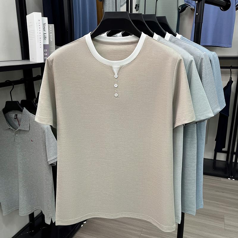 Summer Short Sleeve Daily Wear Commute Crew Neck Breathable Fashion Men'st