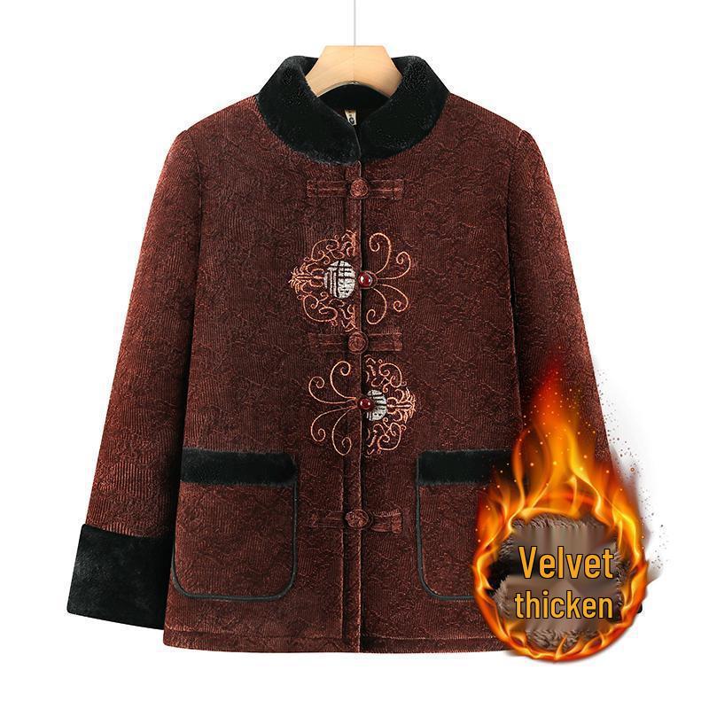 Grandma's Stylish Winter Cotton Padded Jacket - Tang Suit for Elderly Women