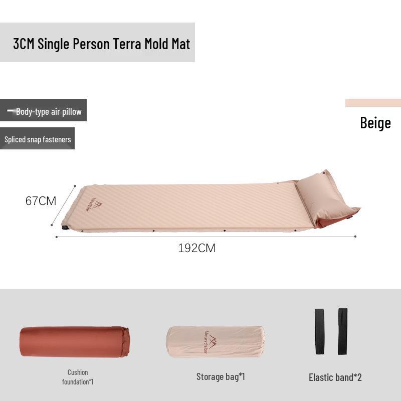 Mountain Guest Terra Inflatable Camping Mat with Pillow - Moisture-Proof Air Nozzle Sleeping Pad