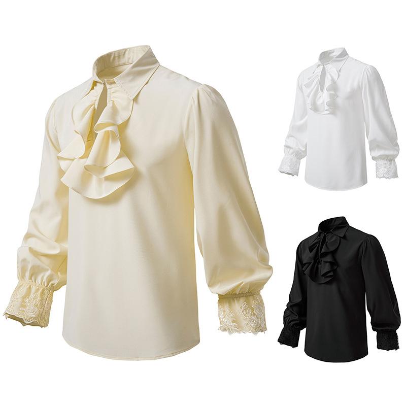 Men's Pirate Vampire Renaissance Victorian Steampunk Frilly Halloween Costume