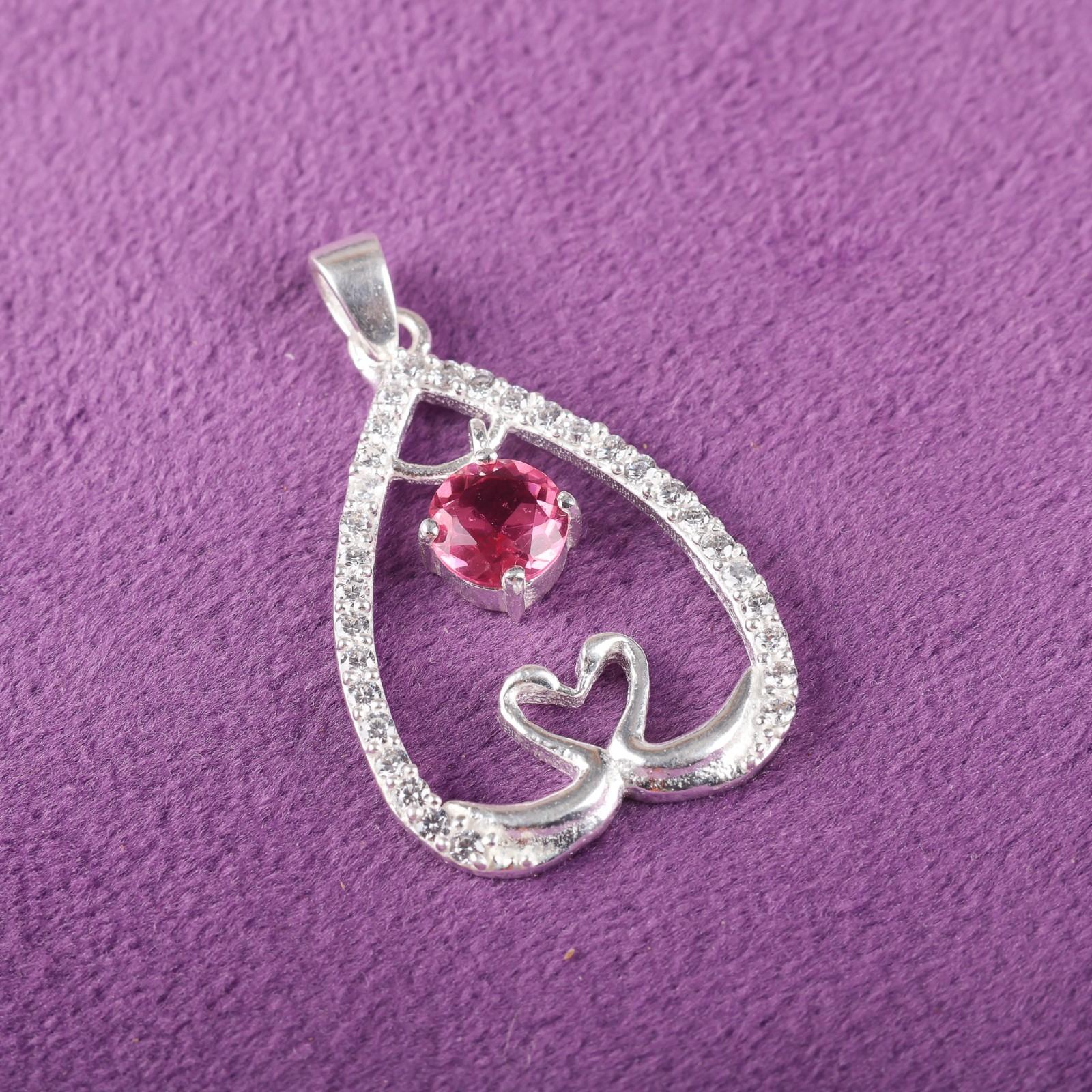 

Pink Tourmaline Gemstone 925 Sterling Silver Jewelry Zircon Pendant1.27 For Her CZP-4-8