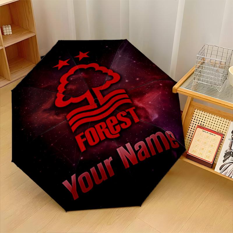 Nottingham Forest FC Automatic 3‑Fold Umbrella 8‑Rib Windproof Folding Umbrella Sun Rain Protection For Outdoor Travel Daily Use