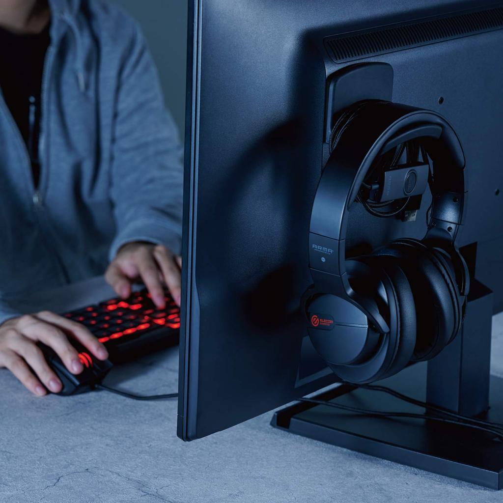 ELECOM Headphone Stand, Hanger Type, Black, HP-DSHBK