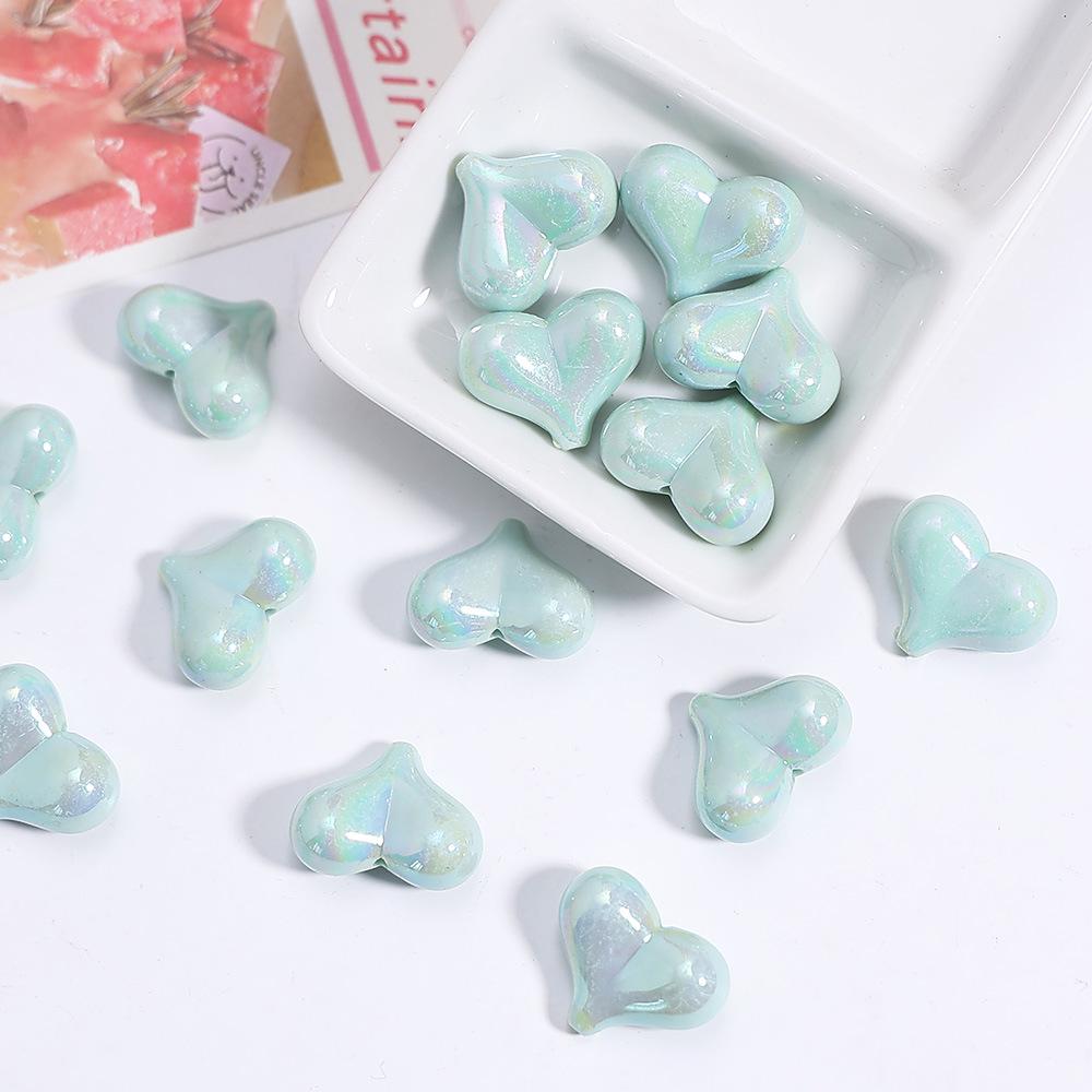 Acrylic Heart-Shaped Transparent Glitter Beads for DIY Phone Chains