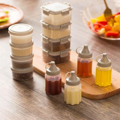 4 Stück Gewürzbox Plastik Saucen-Quetschflasche Mini Salatdressing-Behälter Outdoor Tragbar Barbecue Gewürzglas Küchenwerkzeuge