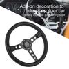 350mm/14in for MOMO Prototipo Style 6‑Bolt Black Leather Racing Steering Wheel Gray Stitching with Horn Button