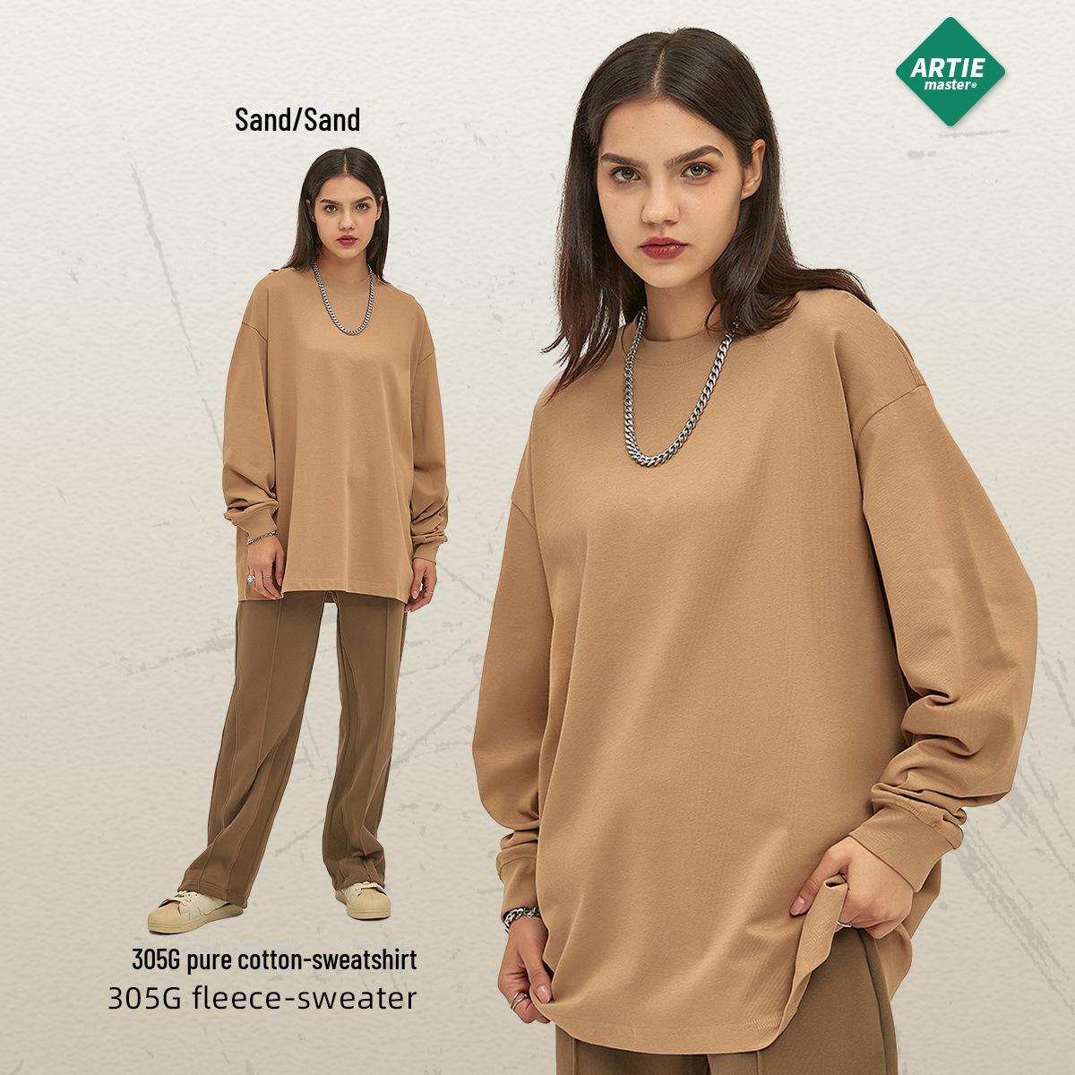 

ARTIE Мужская свободная футболка с длинным рукавом из чистого хлопка плотностью 305 г (12 цветов) - Коллекция осень/зима 2024 XXL