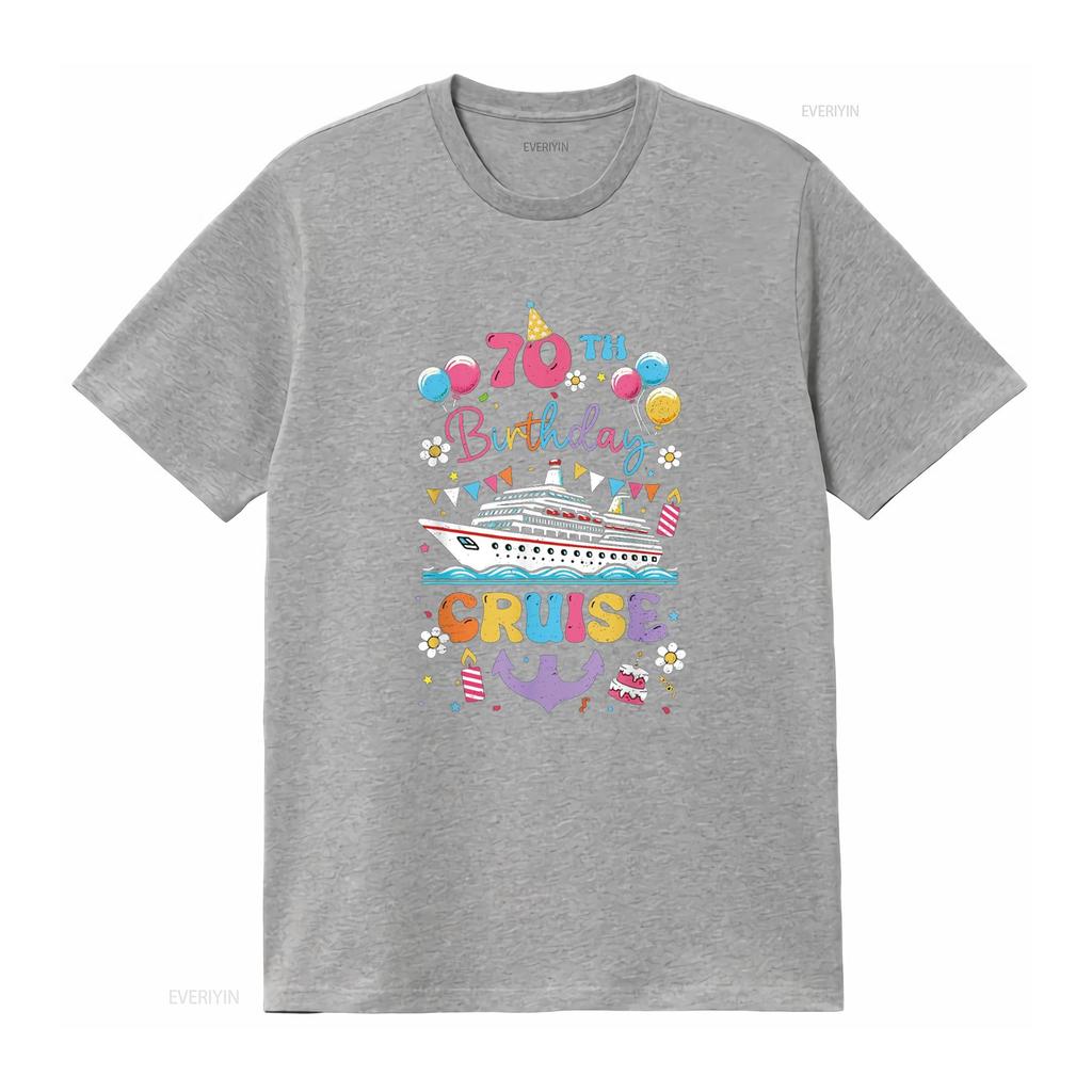 70th Birthday Cruise 70 Years Old Cruising Crew T Shirt vintage Washed Breathable Casual homme Stylish Unisex Stretched