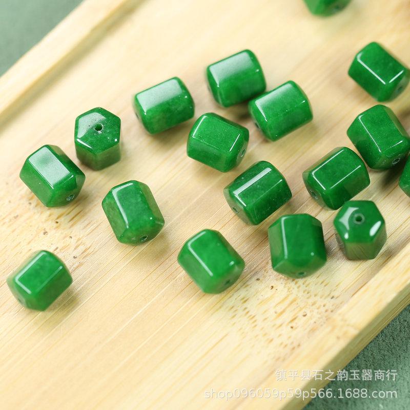 8x10mm Jade Gemstone Dry Green Straight Barrel Beads for DIY Bracelets and Jewelry