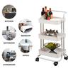 Movable Kitchen Bathroom Shelf Metal Rolling Trolley Cart Basket Stand Wheels Save Space Holder 3 Layer Storage Organizer Rack