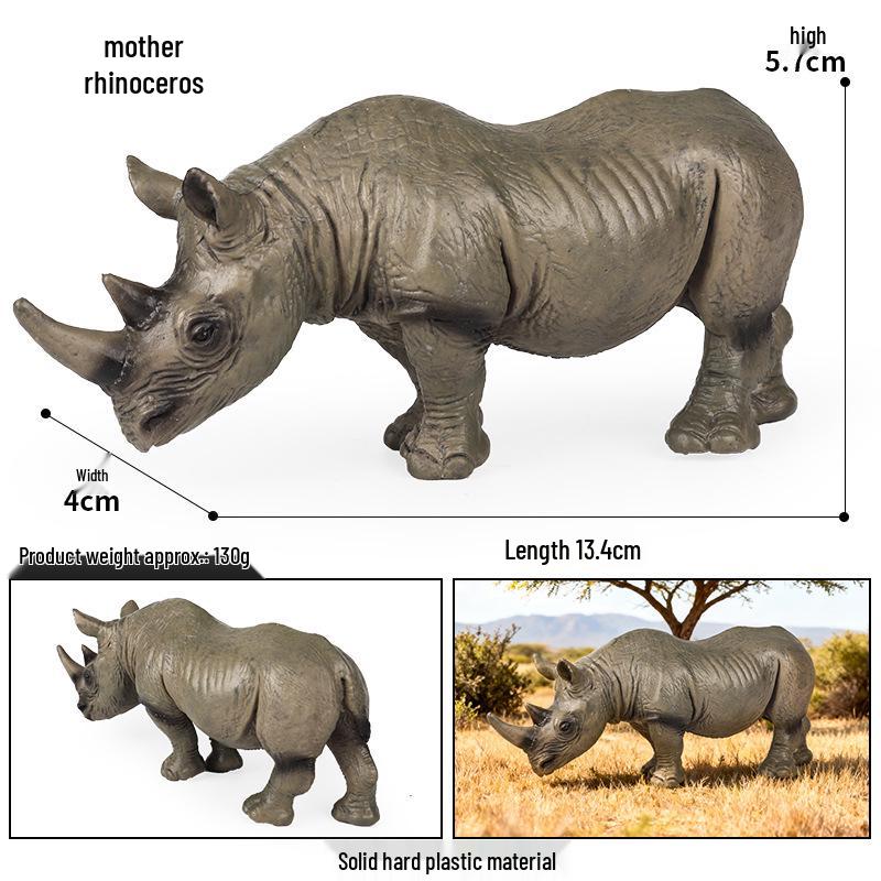 Realistic Wild Animal Models: Rhino, Hippo, Panda, Jaguar, Lion, Camel Cognitive Toys for Children