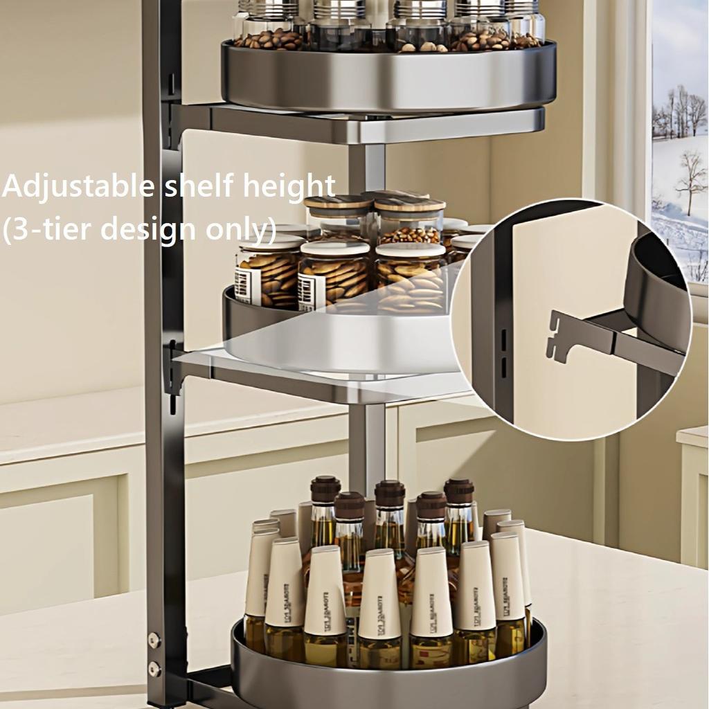 360-Degree Rotating Carbon Steel Kitchen Spice Rack
