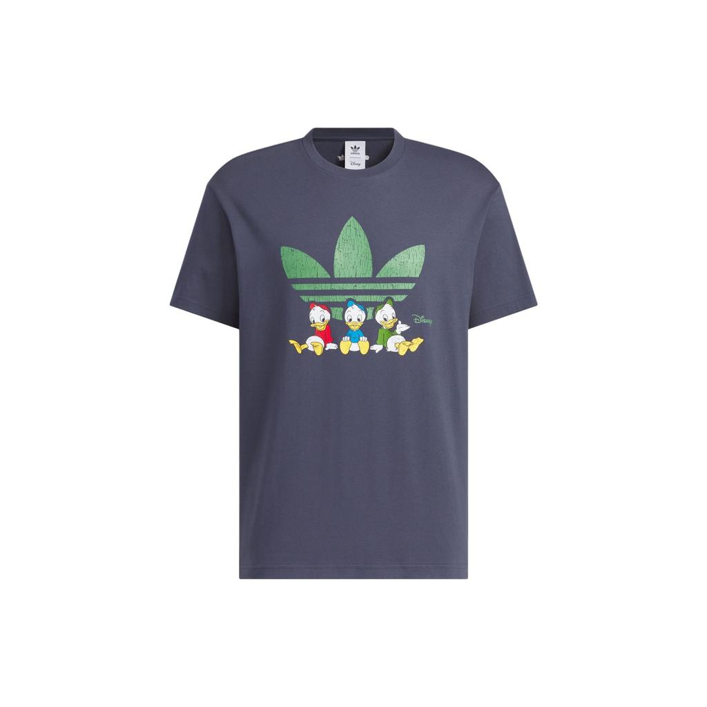 Adidas Originals Bumbac Imprimeu Tricou Sport Mânecă Scurtă Unisex Topuri Ciano Închis JP1425