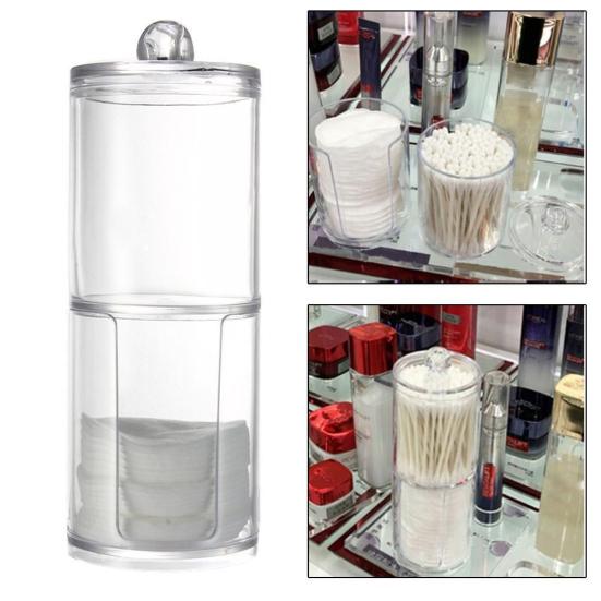 Makeup Organizer Case Cotton Pad Swab Creative Clear Plastic Storage Holder