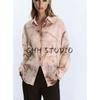 Fall New Women's Clothing French Flip Collar Lightweight Long Sleeves Tie-Dye Print Bunchy Yarn Shirt 8557122