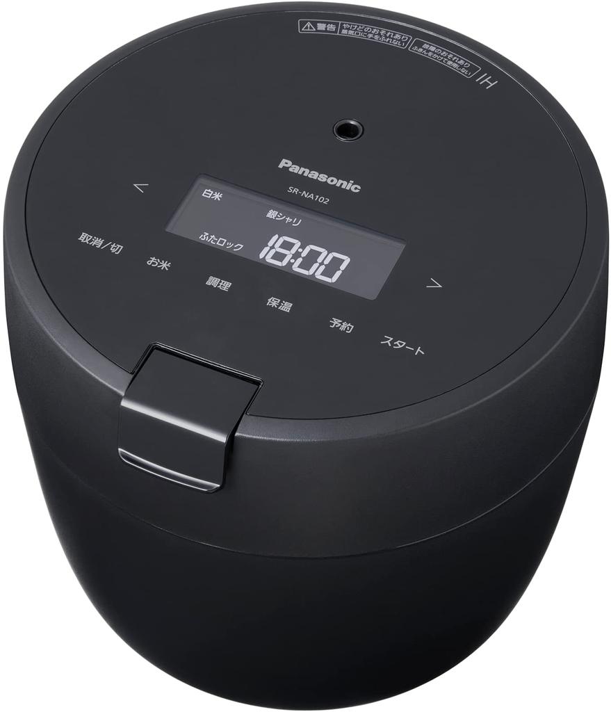 Panasonic Rice Cooker 5 Cups Pressure IH Compact Size Automatic Cooking Pot Anhydrous Temperature Cooking Lid Dishwasher Safe Black Cooking/Low