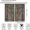 Light Blocking Rustic Barn Door Curtains Retro Wood Textured Prints Window Treatments Drapes Curtain Farmhouse Polyester With Rod Pocket Washable