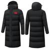 Neue nationale Norm 80 Daunenjacke aus weißer Entendaune: Unisex Kniehoher Winter-Trainingsmantel