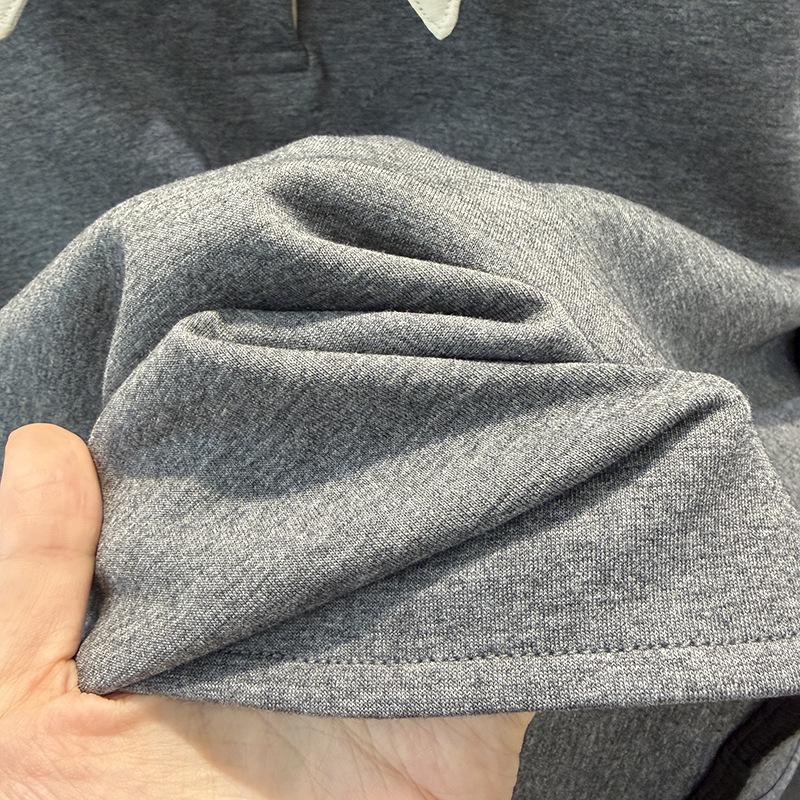 Women's Wool-Blend Two-Piece Color-Block Lapel Half-Zip Hoodie for Early Spring
