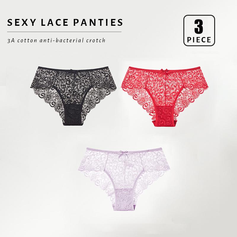 

FallSweet 3 шт./лот! Женские кружевные дышащие прозрачные трусики Интимное нижнее белье Дамское сексуальное нижнее белье S-XL XL
