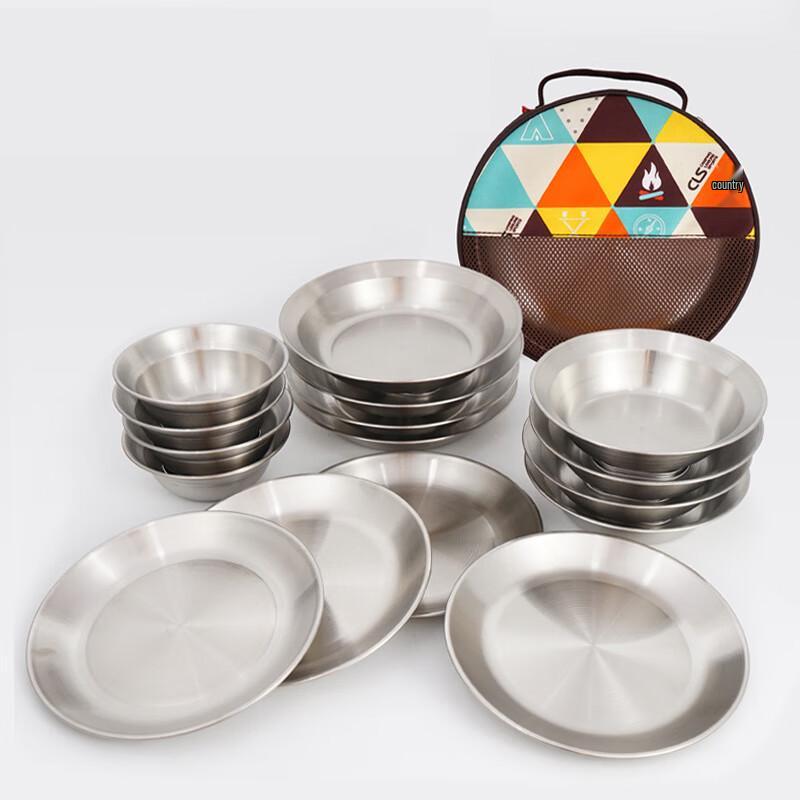 Wing Lemon 16-Piece Outdoor Stainless Steel Dinnerware Set