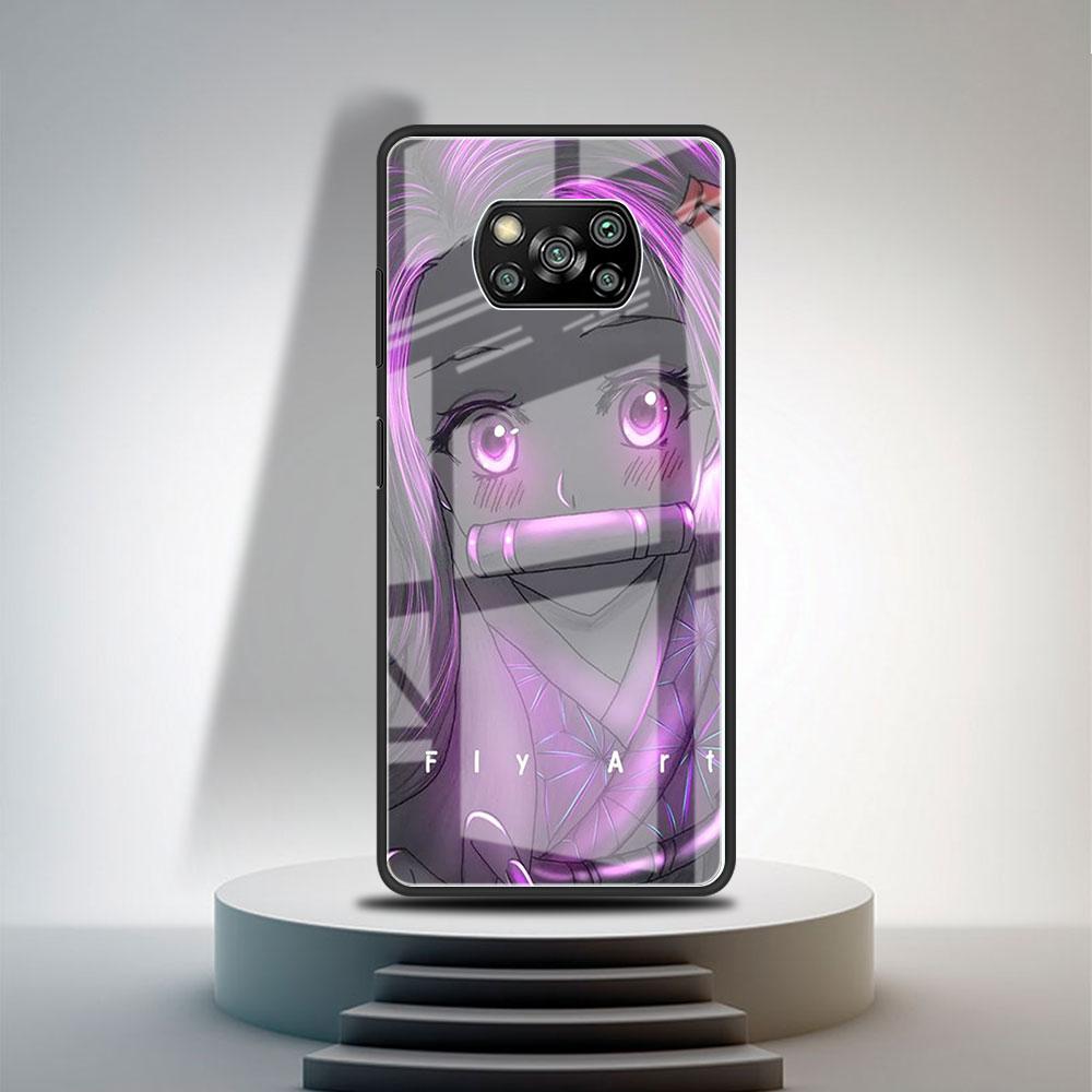 Glass Case For Xiaomi Poco X3 NFC 11 Lite 11T F3 M3 For Redmi Note 11 10 9 8 Pro 10S 9S 9A 9C Phone Cover Anime Demon Slayer