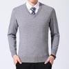 Men's V-Neck Winter Knit Sweater - Middle-Aged Thick & Warm Pullover