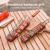 2Pcs BBQ Rack with Brushes Ergonomic Wooden Handle Spacious Design High Temperature