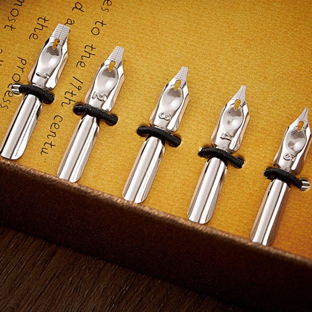 European Style Metal Signature Pen Retro Punk Feather Pen Dipped in Water Pen  Calligraphy Gift