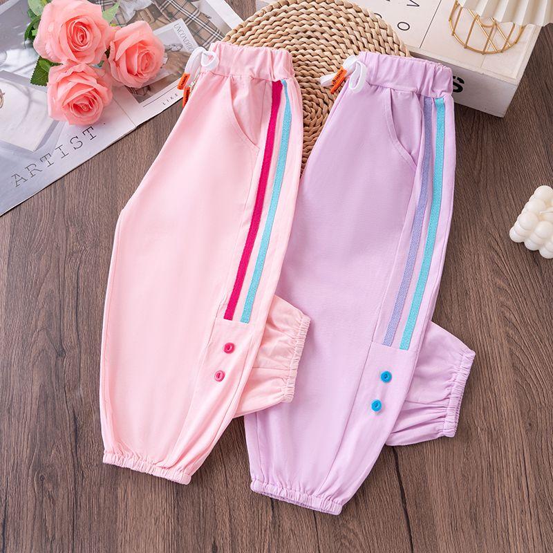 Girls' Summer Cropped Thin Mosquito Proof Loose Casual Pants for Girls To Wear Outside In Summer