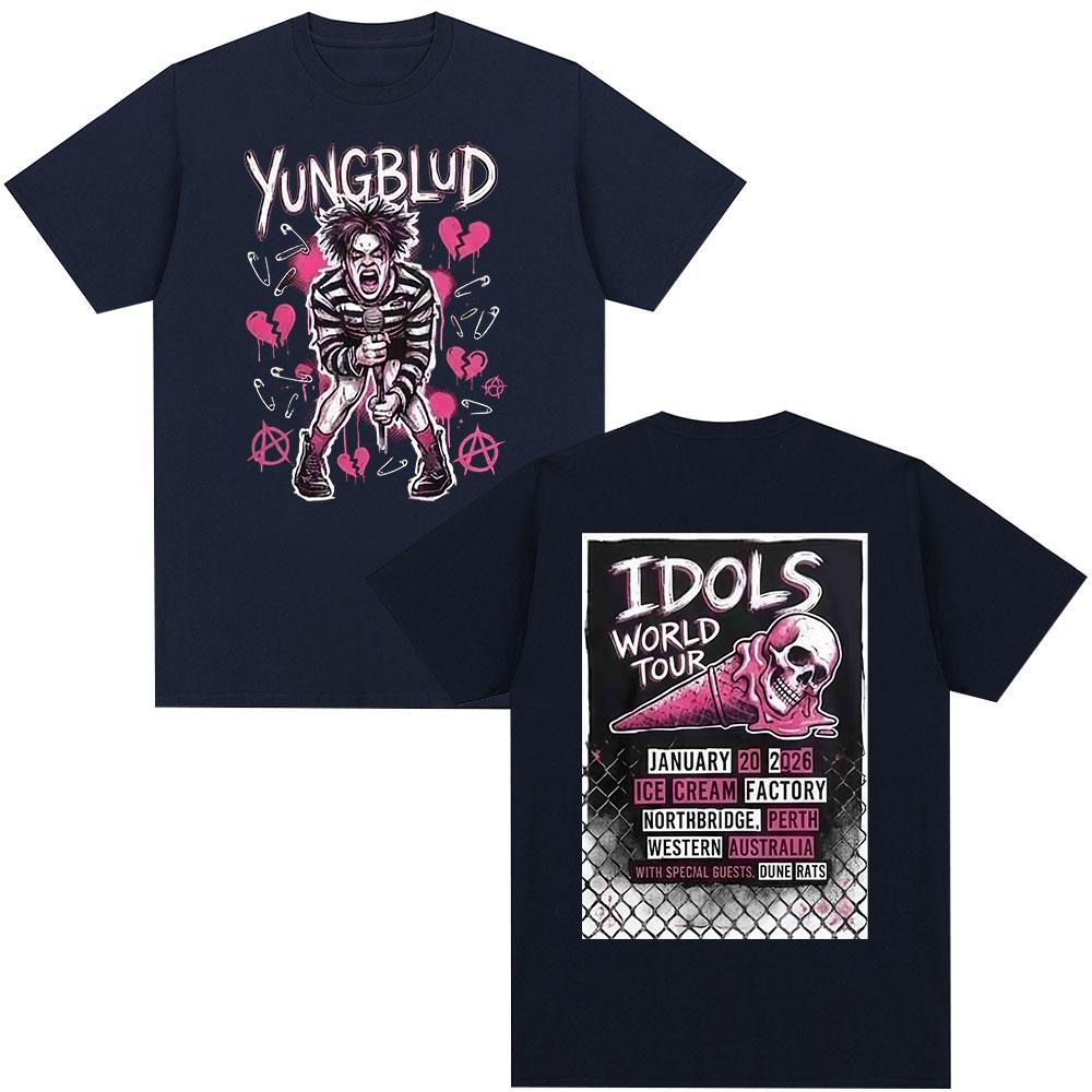 Singer Yungblud IDOLS World Tour Tshirts Unisexs Clothing Fashion Short Sleeves Tshirt Cotton Summer Oversized T Shirt Tops