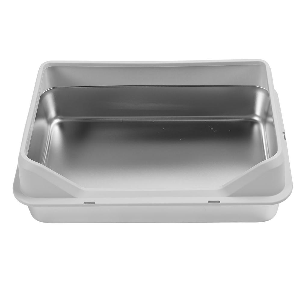 Stainless Steel Cat Litter Box with Lid High Sided Anti Splash Block Odors Easy to Clean Large Size