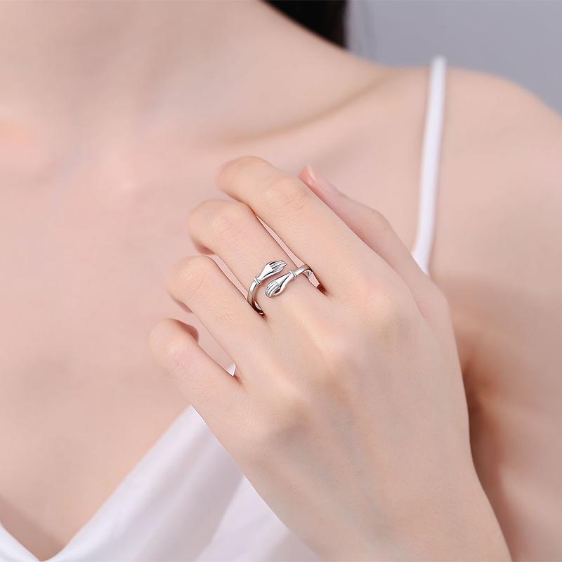 Romantic Adjustable Double Hand Hug Ring - Simple Fashion Jewelry