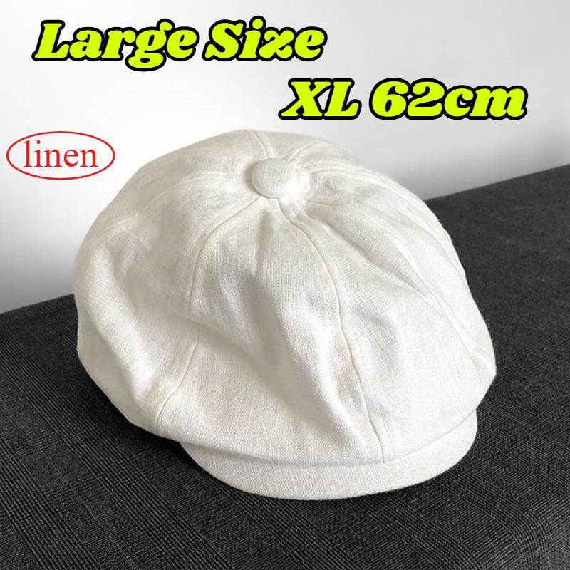 Letnie Czapki Gazeciarze z Dużą Główką Len Duży Rozmiar Ośmiokątny Kapelusz Cienki Oddychający Brytyjski Retro Artystyczny Beret Kapelusz Malarza Damskie