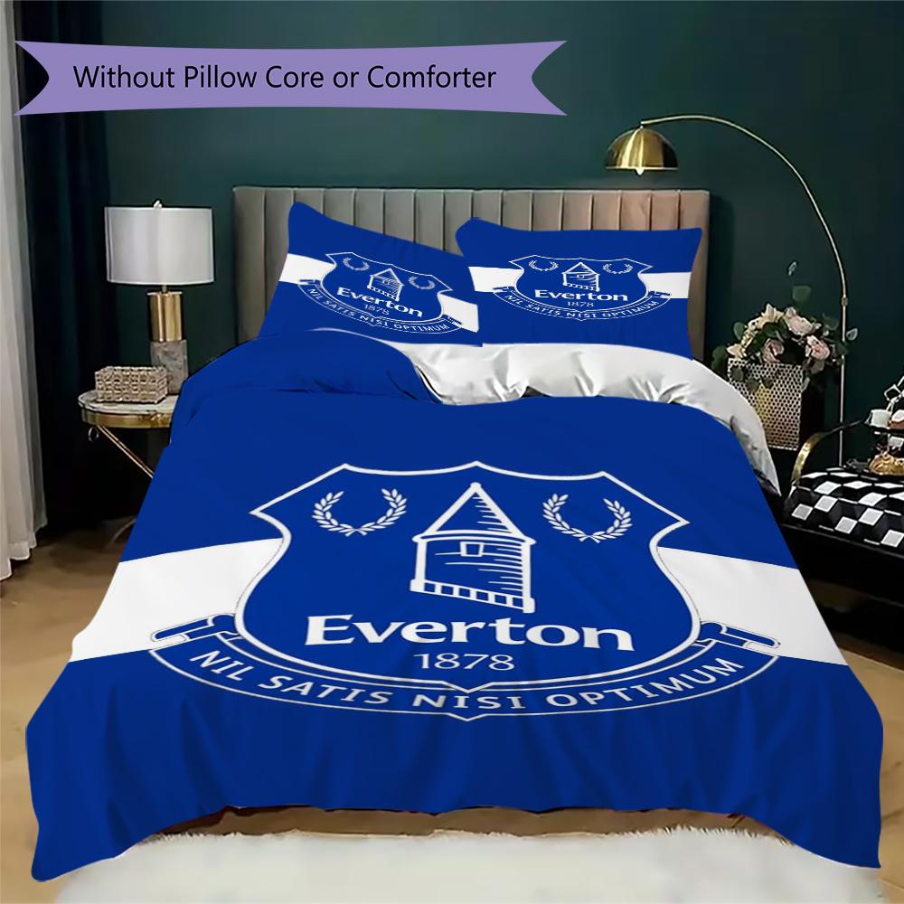 Set Copripiumino Trapuntato con Fantasia Everton FC Federa Decorazione per la Casa Regalo di Compleanno (1 * copripiumino + 2 * federe senza imbottitura)40
